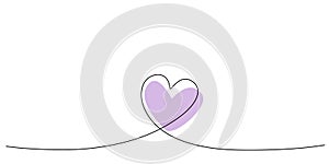 Decoration continuous line hand drawing element heart for wedding photo book, invitations. Vector stock illustration