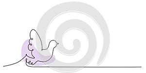 Decoration continuous line hand drawing pigeon for wedding photo book, invitations. Vector stock illustration minimalism