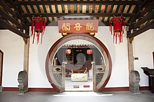 Decoration design and lamp chinese style on the roof pagoda of garden at Kaiyuan Temple at Teochew city in Guangdong, China