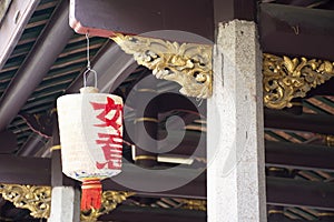 Decoration design and lamp chinese style on the roof pagoda of garden at Kaiyuan Temple at Teochew city in Guangdong, China