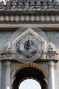 Decoration detail of Patuxai Victory Monument is The Landmark of Vientiane, Laos.