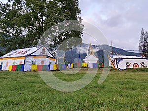 Decoration done for the ceremony of the chorten for the well being of the people