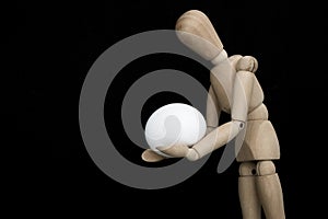 Decoration, egg, black, wooden man, dummy