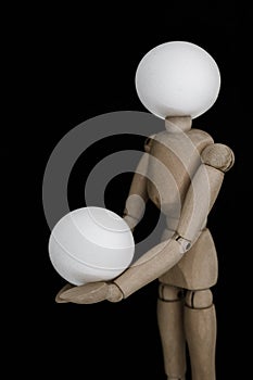 Decoration, egg, surrealism, wooden man, dummy