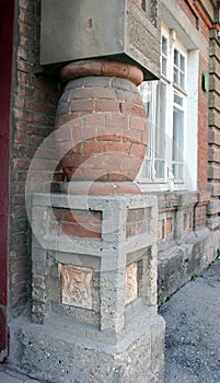 Decoration, element, mansion wall, art Nouveau style. Handmade - clay tiles. Unique.