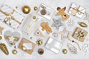 Decoration element objects and background for Christmas or New Year