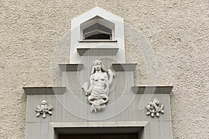 Decoration on the facade of the old building