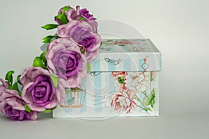 decoration with flowers and gift box