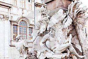 Decoration of Fontana dei Quattro Fiumi in Rome