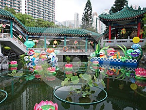 Decoration in garden, wong tai sin temple photo