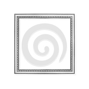 Decoration gray or silver metal picture frame with carving patterns isolated on white background with clipping path