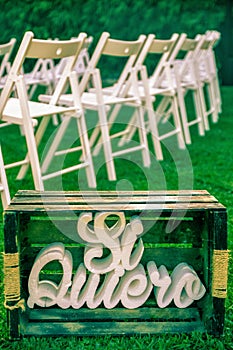 Decoration "if I want" and chairs for wedding