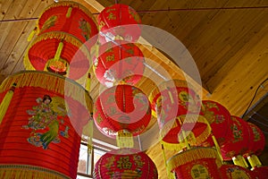 Decoration with lantern in the interior of Fung Loy Kok International Taoist Tai Chi Centre, Orangeville, Ontario, Canada