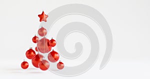 Decoration made of Christmas tree bubbles forming the shape of a Christmas tree. Selective focus. Christmas decoration. 3D render.