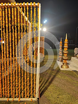 Decoration with marigold in Indian wedding