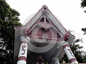 Decoration of a Mausoleum of a Catholic family in Lake Toba, Pulau Samosir. Indonesia