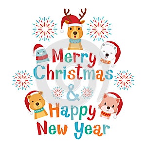 Decoration of Merry Christmas and Happy New Year Lettering