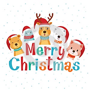 Decoration of Merry Christmas Lettering with Animals