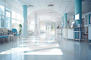 The decoration of the nursing staff\'s desks inside the new hospital building is beautiful and pleasing to the eye.