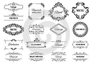 Decoration ornament frame. Vintage calligraphic motif ornate text, ornamental frames and decorative borders vector illustration