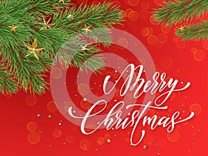 Decoration ornament red background Merry Christmas greeting card