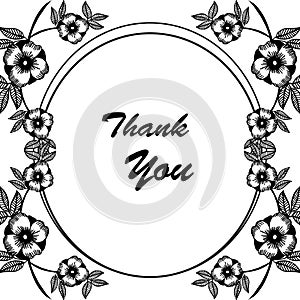 Decoration pattern frame, with lettering of thank you, with beautiful flower frame designs. Vector