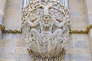 Decoration on Pena Palace, a Romanticist castle in Sintra, Portugal