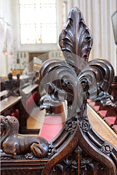 Decoration of pews in Bath Abbey