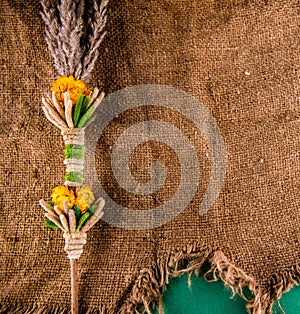 Decoration of plants on jute photo