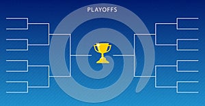 Decoration of playoffs schedule template on blue background. Creative Design Tournament Bracket.