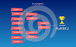 Decoration of playoffs schedule template on blue background. Creative Design Tournament Bracket.