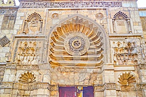 The decoration of Portal of Al-Aqmar Mosque in Cairo, Egypt