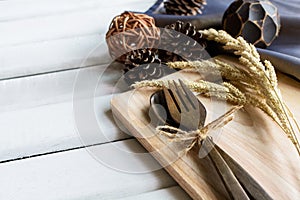 Decoration Seasonal table setting with wooden spoon and fork