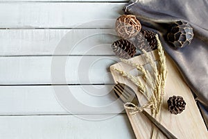 Decoration Seasonal table setting with wooden spoon and fork