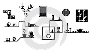 Decoration on Shelf and Wall
