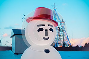 Decoration of snowman statue