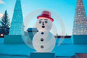 Decoration of snowman statue