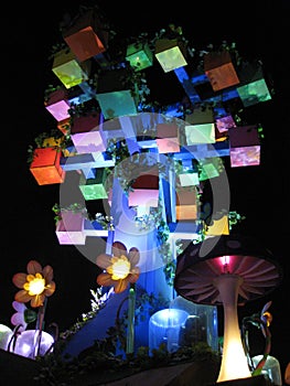 Decoration tree with boxes at Tomorrowland 2012