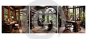 decoration victorian home office interior design ai generated