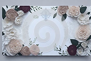 Decoration for a wedding announcement card using lay-flat art, Background for gorgeously adorned wedding invitations.