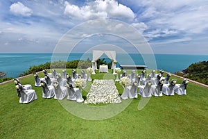 Decoration of the wedding ceremony at the beach front.