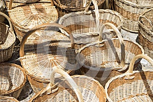 Decoration, wicker baskets handmade in a traditional medieval sh