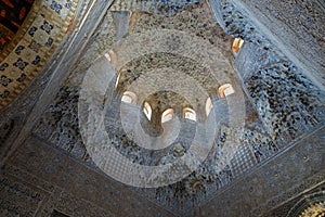 Hall of the Abencerrajes ceiling at Nasrid palace of the Alhambra in Granada, Andalusia