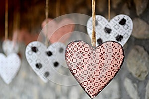 Decorations - different hanging hearts
