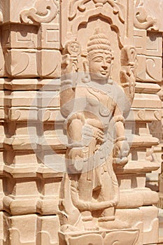 Decorations from the facade of a modern Hindu Temple in Narlai, India