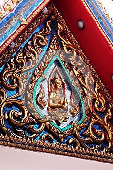 Decorations On The Gate Of A Buddhist Temple