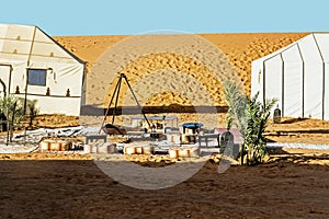 Decorations at luxury camping tent in sahara desert