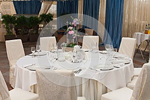 Decorations of the table wedding hall