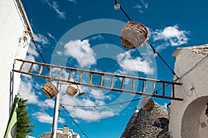 Decorations in the traditional Trulli houses in Alberobello city, Puglia, Italy