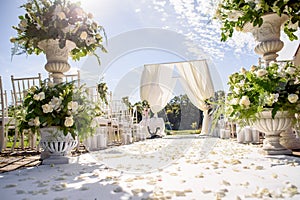 Decorations for the wedding ceremony. Flowers closeup. photo